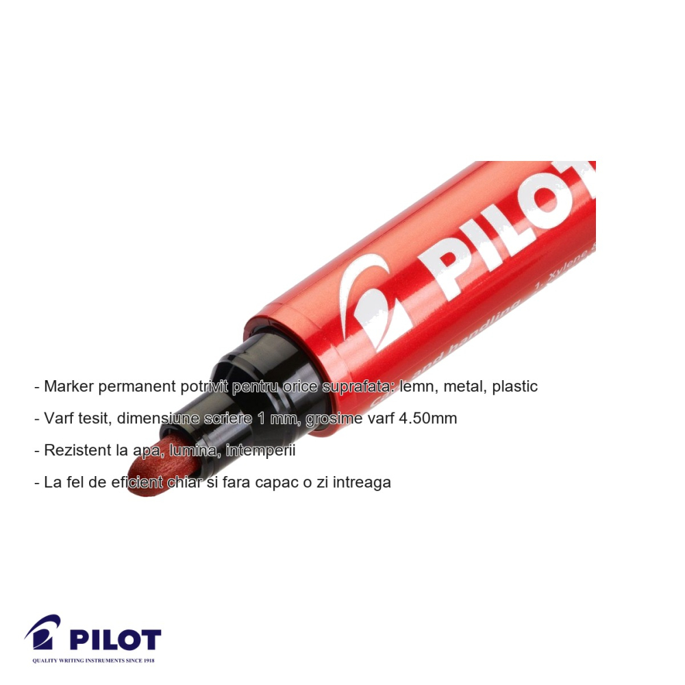 Marker permanent Pilot 100, varf rotund 3mm, negru, rezistent la apa, pentru orice suprafata [2]