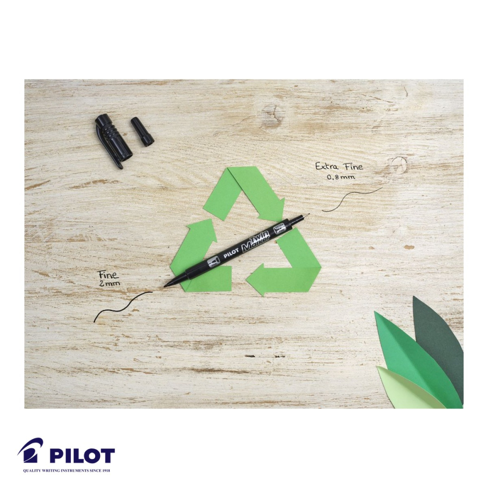 Marker permanent Pilot Twin CD/DVD, 2 capete (fin si mediu), cerneala pe baza de apa, din plastic reciclat [5]