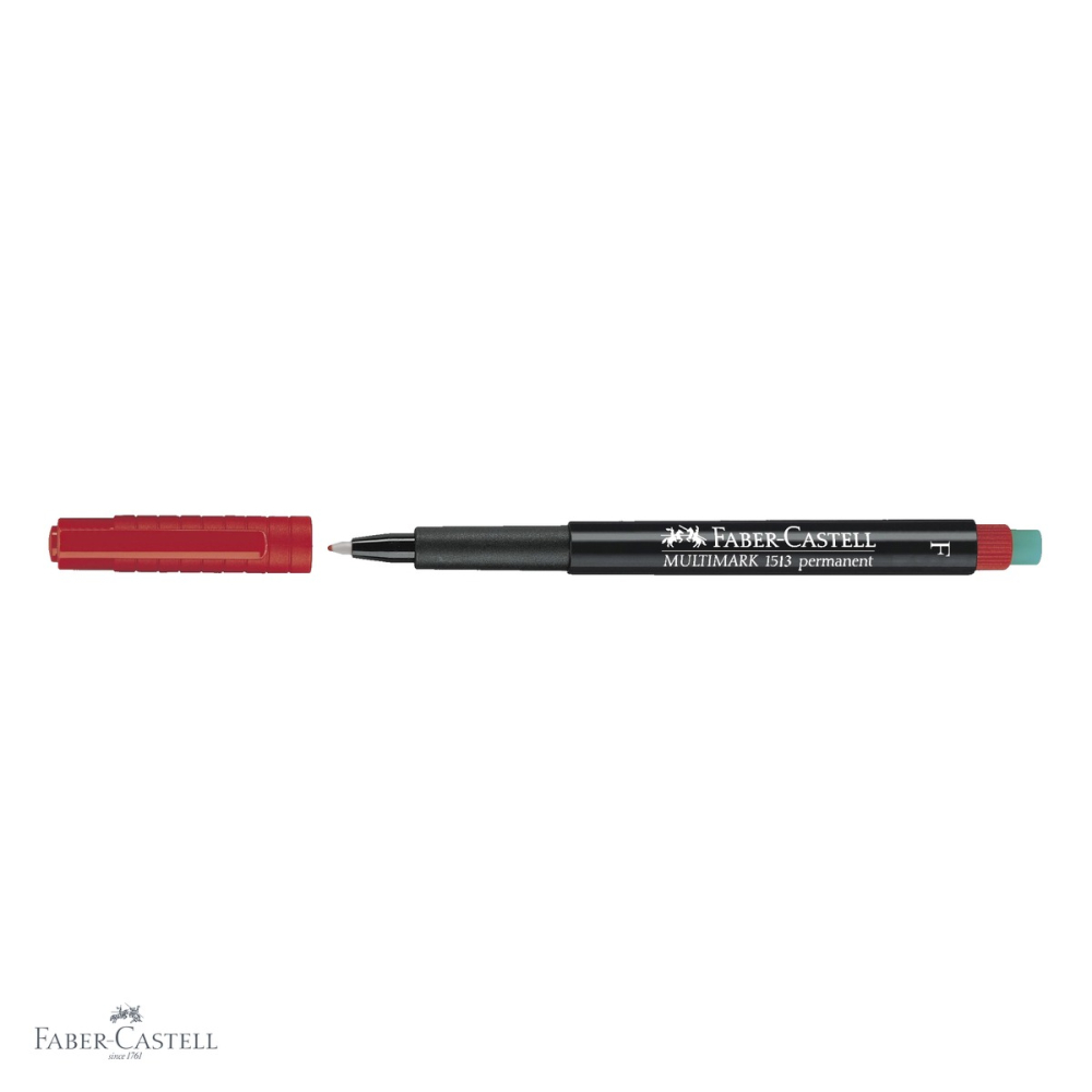 Marker permanent rosu Faber-Castell Multimark, varf fin F 0.6 mm, pentru CD, sticla, metal si plastic [4]