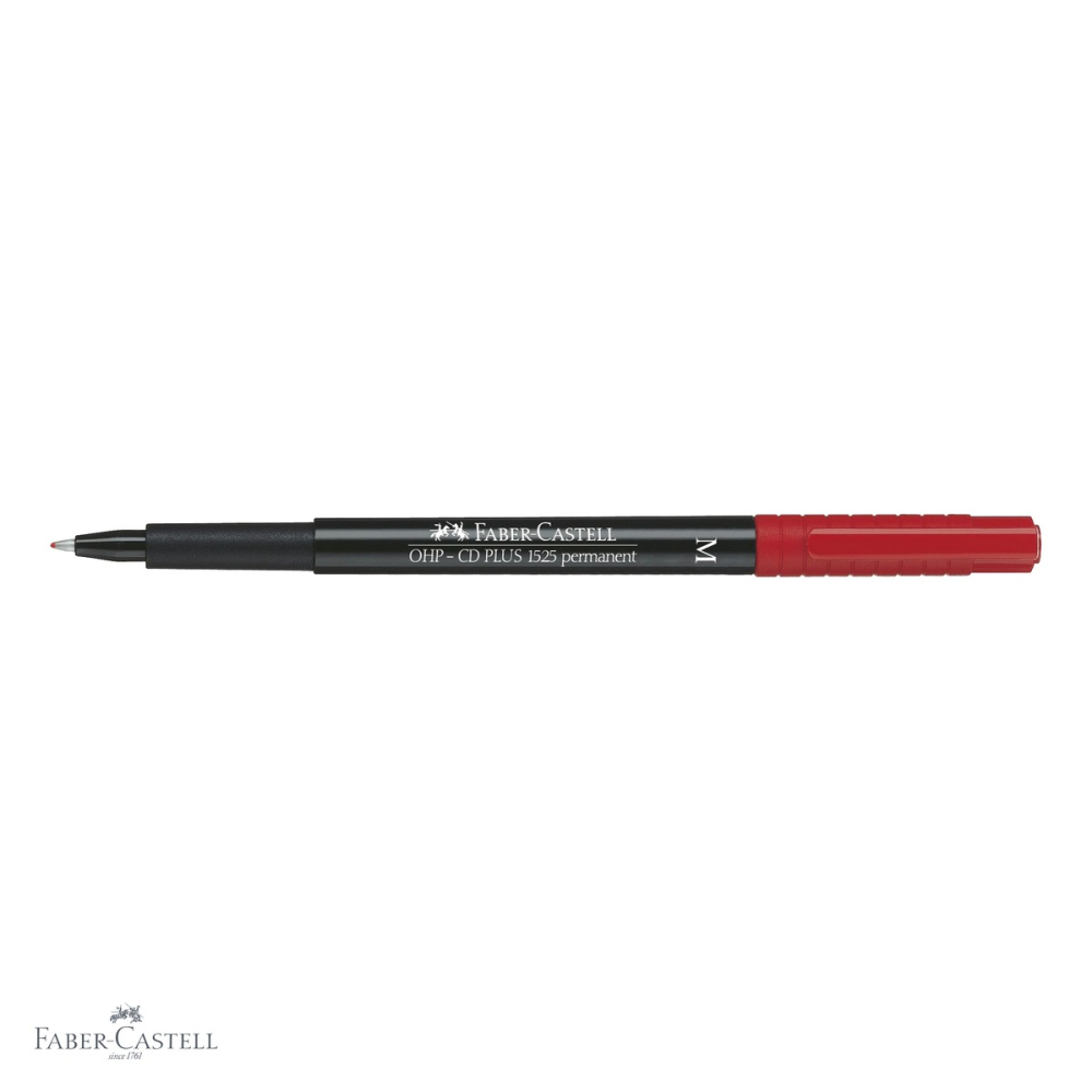 Marker permanent rosu Faber-Castell Multimark, varf mediu M 1.0 mm, pentru CD, sticla, metal si plastic [4]