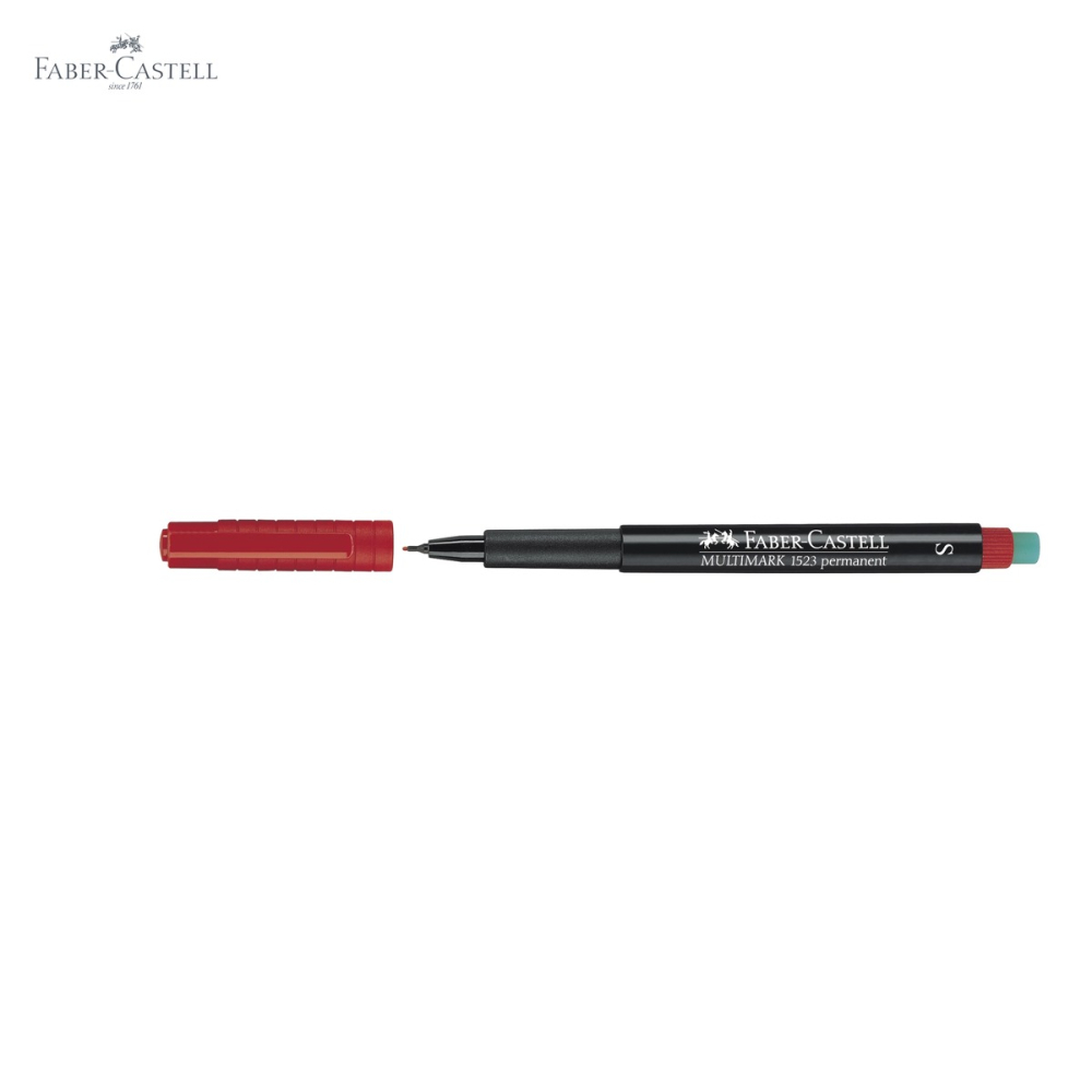 Marker permanent rosu Faber-Castell Multimark, varf super fin S 0.4 mm, pentru CD, sticla si plastic [5]