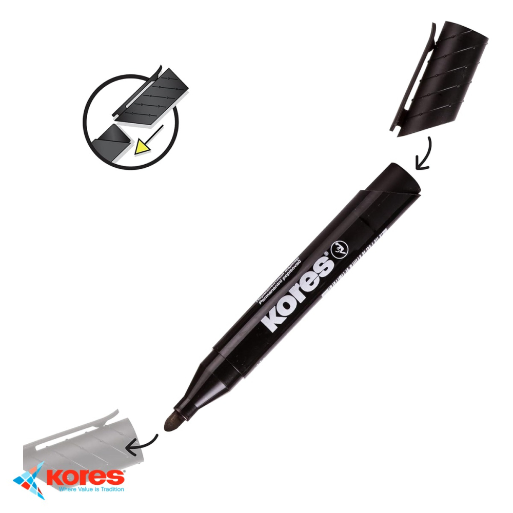 Marker permanent rosu Kores Eco, varf rotund 3mm, scriere pe orice suprafata [4]