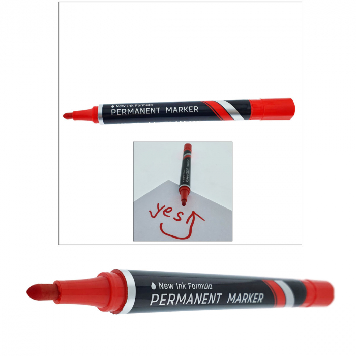Marker permanent rosu, THINK U100, cu varf rotund 1.5MM, pentru scriere pe orice suprafata [5]