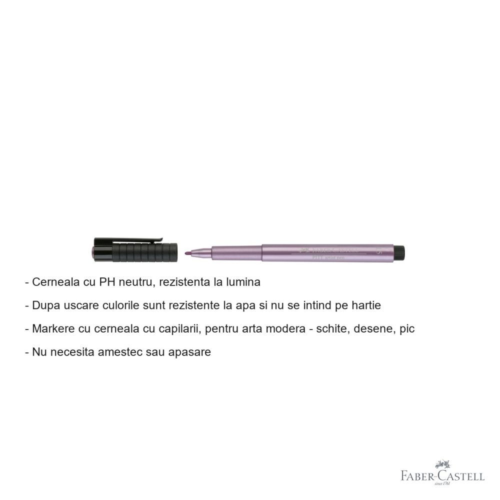 Marker Pitt Artist Pen Faber-Castell, culoare rubiniu metalizat, linie de 1.5mm pentru arta si grafica [2]