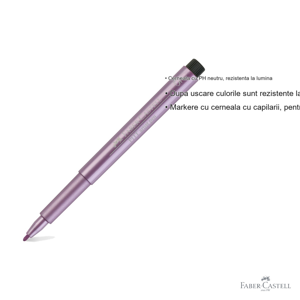 Marker Pitt Artist Pen Faber-Castell, culoare rubiniu metalizat, linie de 1.5mm pentru arta si grafica [3]