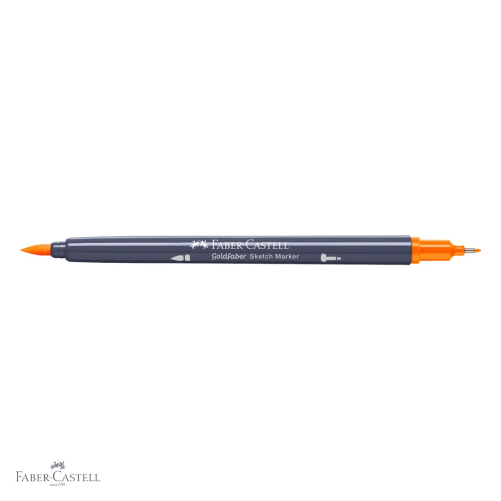 Marker sketch 2 capete Faber-Castell Goldfaber, portocaliu cadmium 111, cerneala alcool, pentru desen artistic [4]