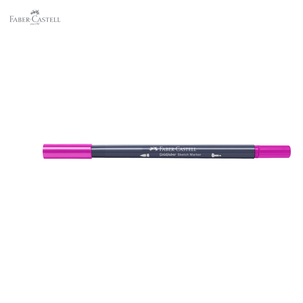 Marker sketch 2 capete Faber-Castell Goldfaber, roz purpuriu mediu 125, pensula si fineliner, pentru desen artistic [5]