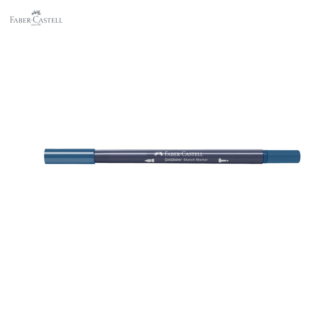 Marker sketch cu 2 capete Faber-Castell Goldfaber, cerneala alcool, culoare Indigo 450, pentru desen artistic [5]