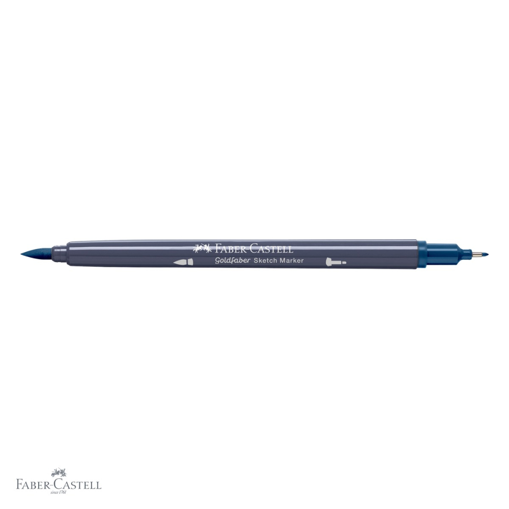 Marker sketch cu 2 capete Faber-Castell Goldfaber, cerneala alcool, culoare Indigo 450, pentru desen artistic [4]