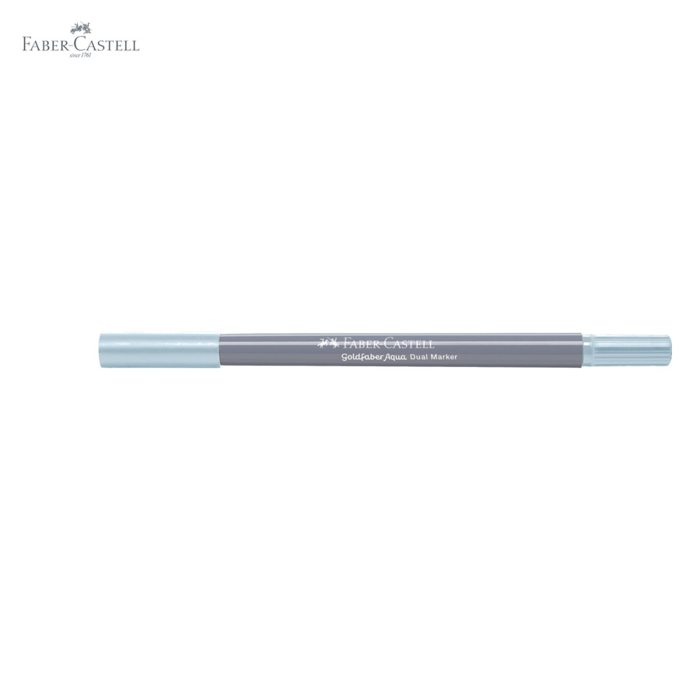 Marker solubil 2 capete Faber-Castell Goldfaber, varf pensula si varf fin 0.4 mm, albastru aqua 164 [5]