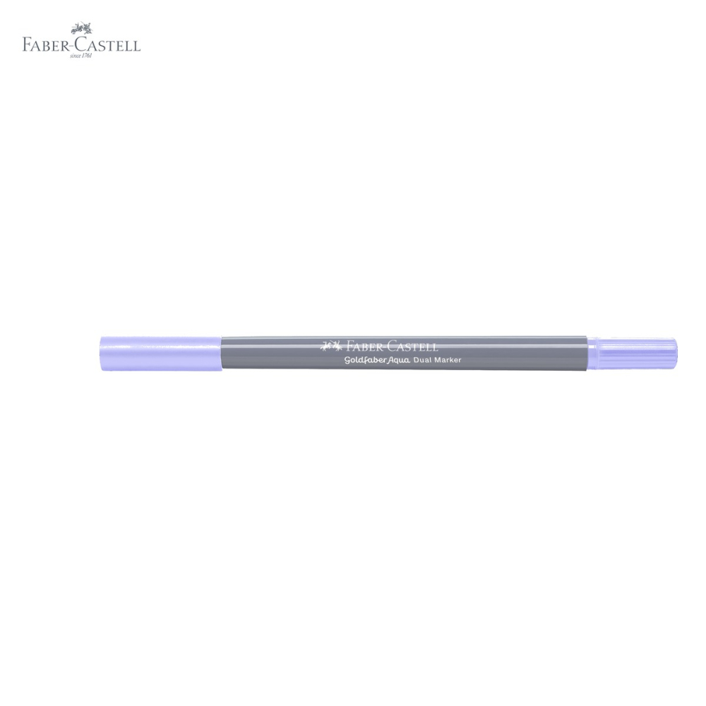 Marker solubil 2 capete Faber-Castell Goldfaber, varf pensula si varf fin 0.4 mm, culoare lavanda deschis 196 [5]