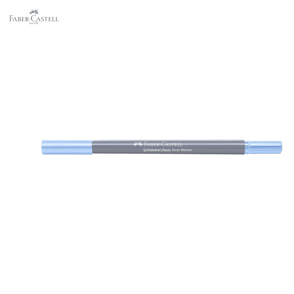 Marker solubil cu 2 capete Faber-Castell Goldfaber, bleu cer pastel 446, varf pensula si varf fin, pentru desen si ilustratie [5]