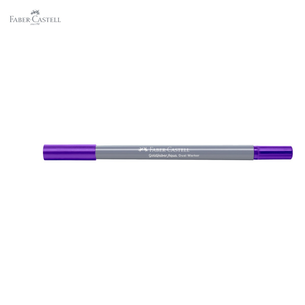 Marker solubil cu 2 capete Faber-Castell Goldfaber, varf pensula si varf fin 0.4 mm, mov 249, pentru desen si ilustratie [5]
