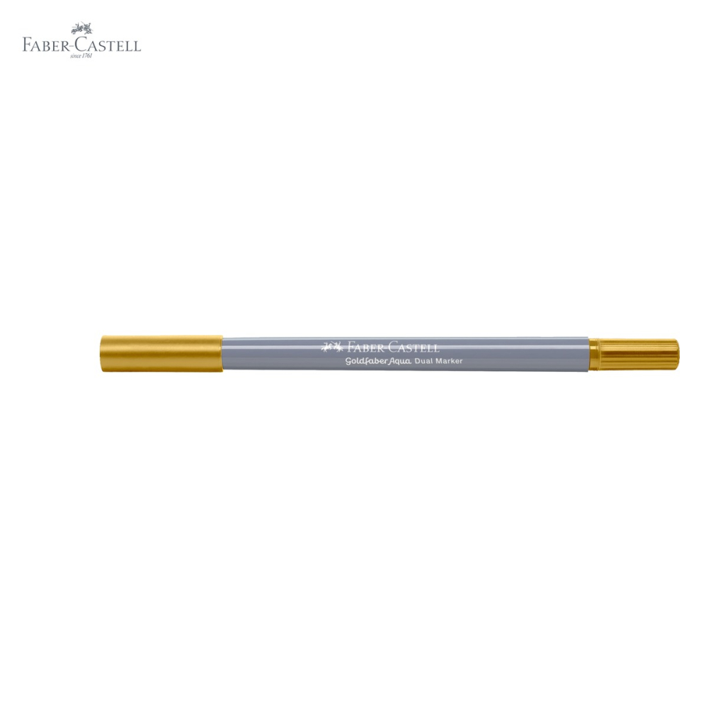 Marker solubil cu 2 capete Faber-Castell Goldfaber, verde ocru 269, varf pensula si varf fin, pentru desen si ilustratie [5]
