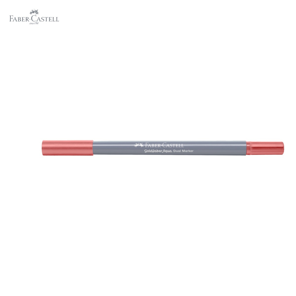Marker solubil cu doua capete Faber-Castell Gold Faber, varf pensula si varf fin 0.4 mm, roz vintage 195 [5]