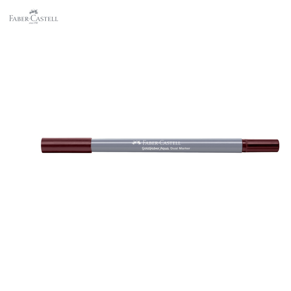 Marker solubil cu doua capete Faber-Castell Gold Faber, varf pensula si varf fin 0.4 mm, violet Caput Mortum 263, pentru desen si ilustratie [5]