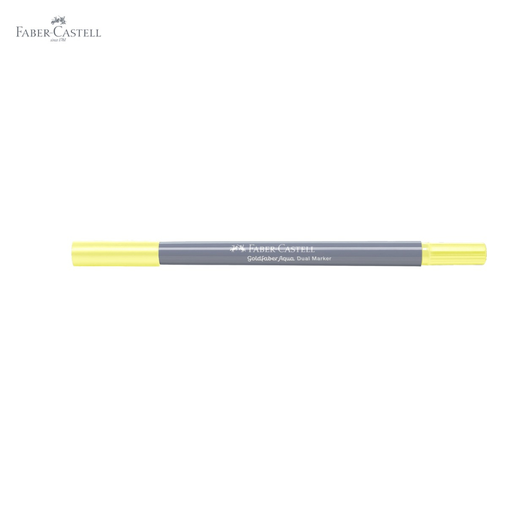 Marker solubil cu doua capete Faber-Castell Goldfaber, galben glazurat deschis 104, pentru desen si contururi [5]