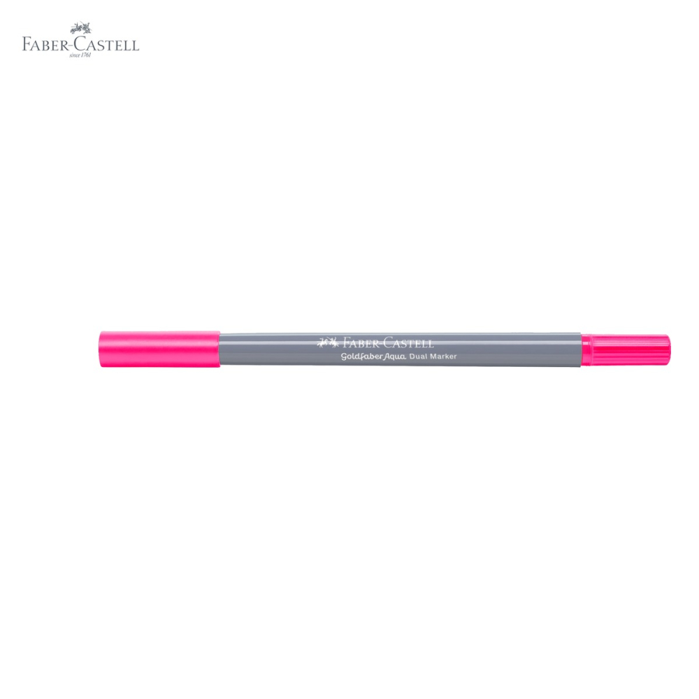Marker solubil cu doua capete Faber-Castell Goldfaber roz 229, varf pensula si varf fin 0.4 mm, pentru desen si ilustratie [5]