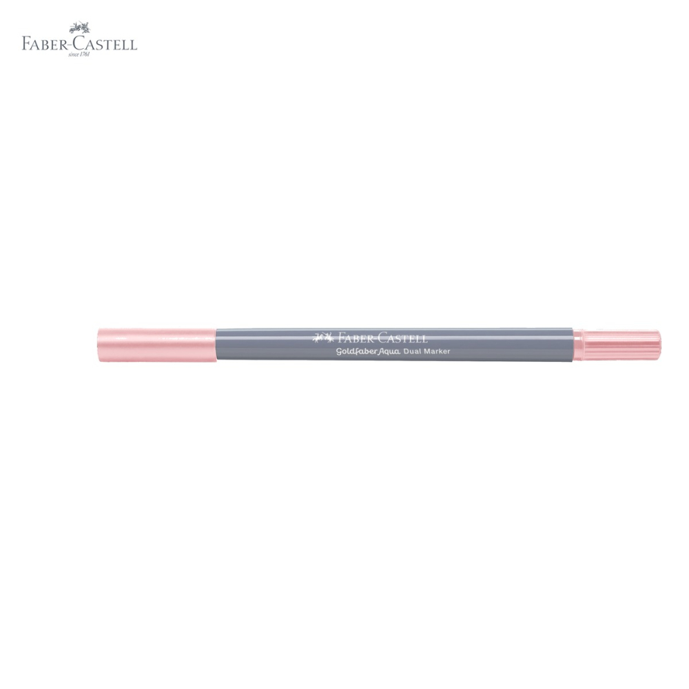 Marker solubil cu doua capete Faber-Castell Goldfaber, varf pensula si varf fin 0.4 mm, roz pal 114 [5]