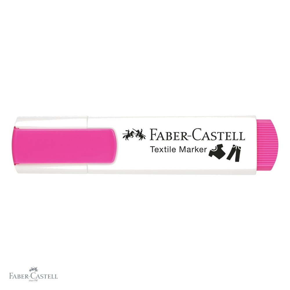 Marker textil Faber-Castell, culoare roz neon, varf tripl, pentru personalizare textile [4]