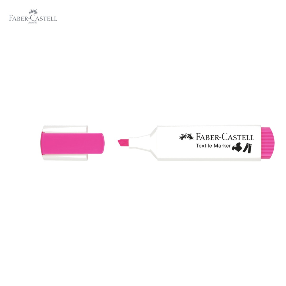 Marker textil Faber-Castell, culoare roz neon, varf tripl, pentru personalizare textile [5]