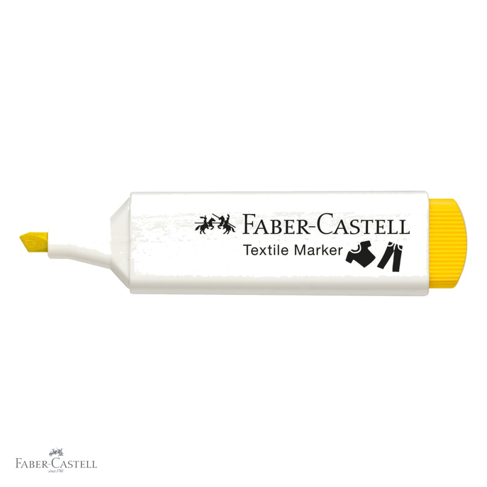 Marker textil galben Faber-Castell, varf tesit 3 grosimi, pentru personalizare tesaturi [4]