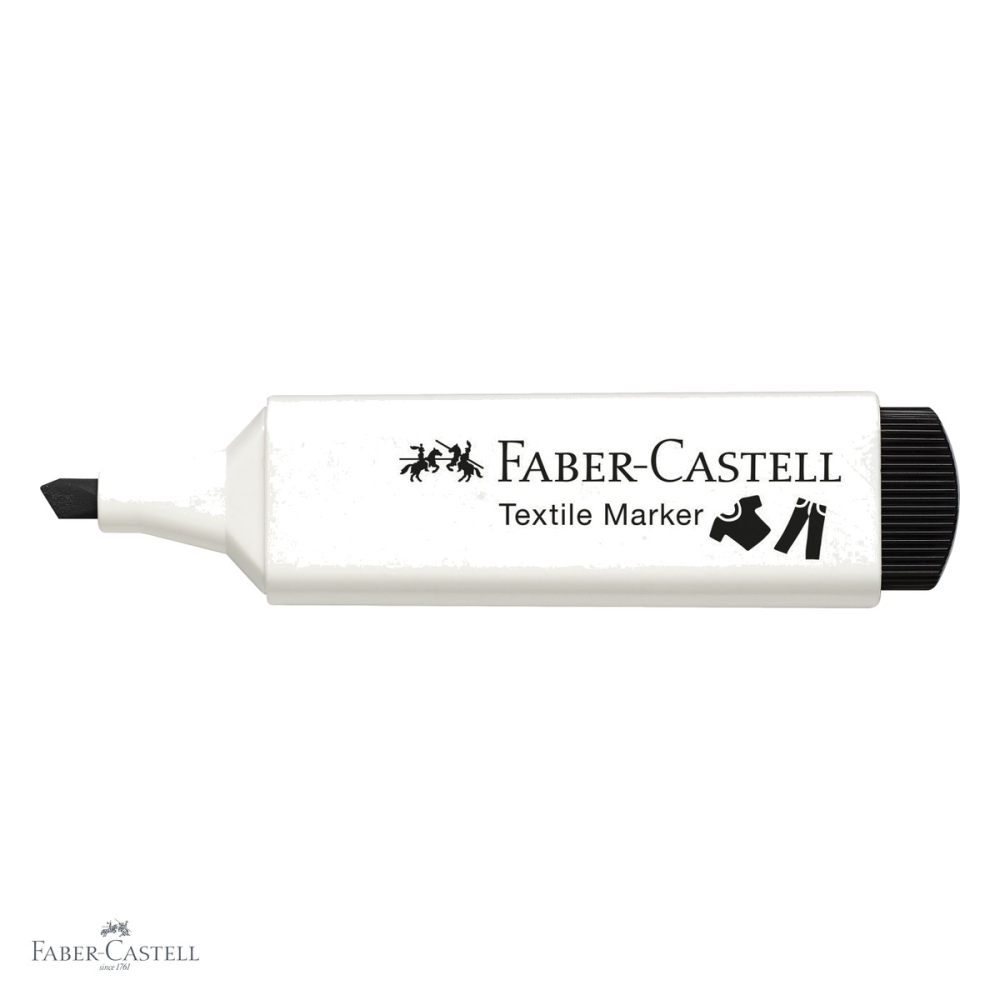 Marker textil negru Faber-Castell, varf tesit 3 grosimi, pentru personalizare textile [4]