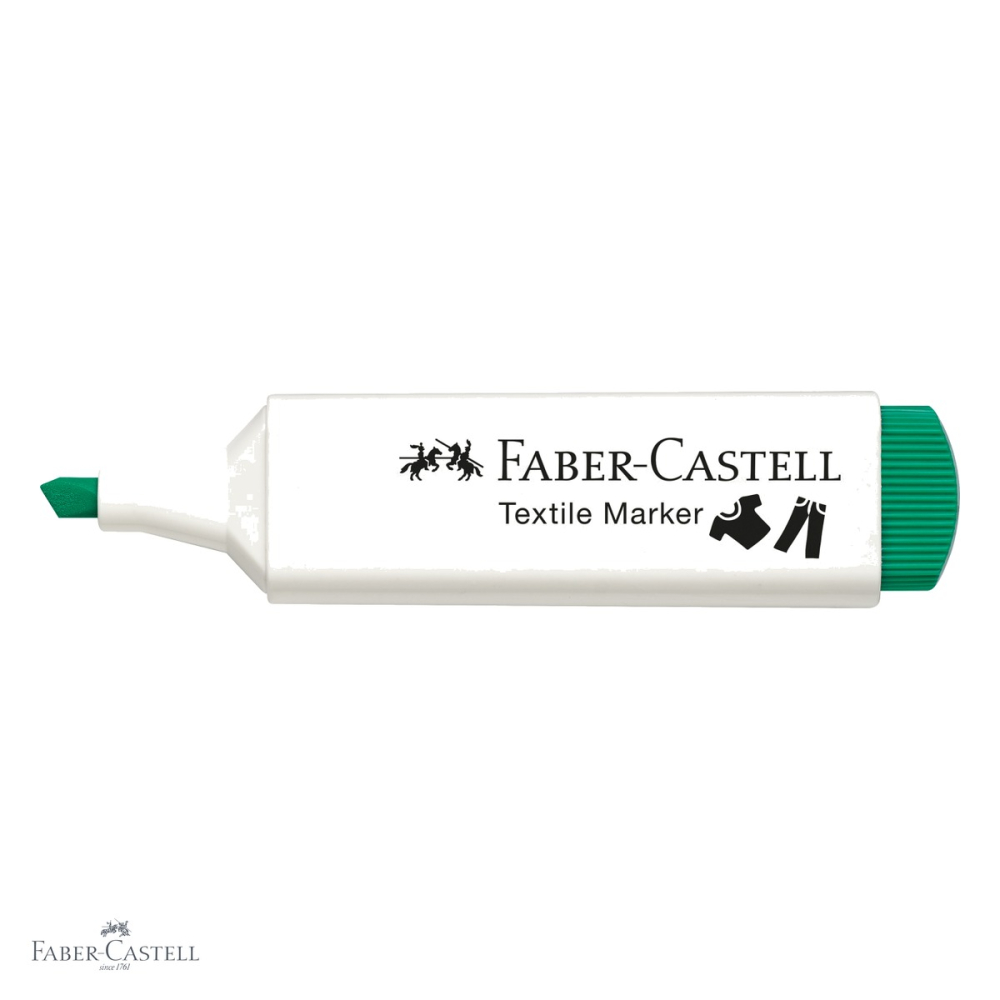 Marker textil verde Faber-Castell, varf tesit 3 grosimi, pentru personalizare tesaturi [4]