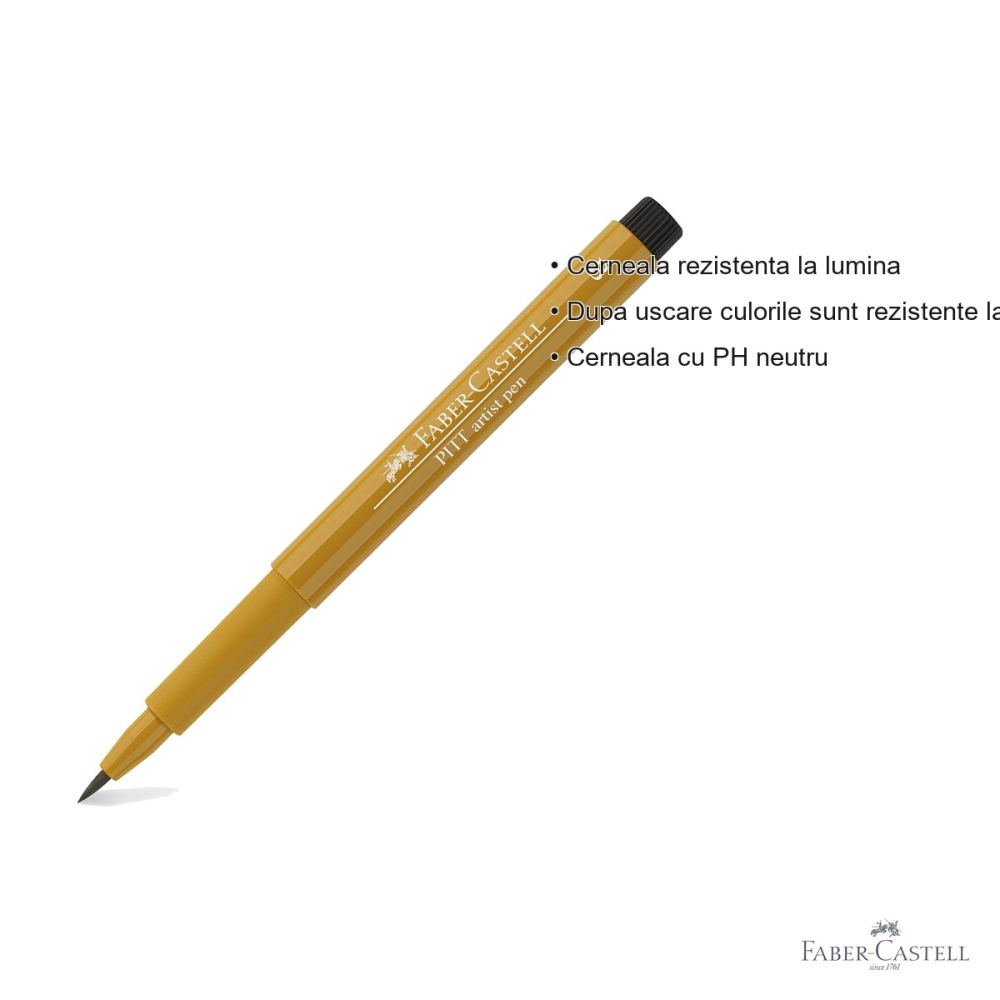 Marker tip pensula Faber-Castell Pitt Artist Pen, cerneala auriu-verzui rezistenta la apa, pentru artisti si designeri [3]