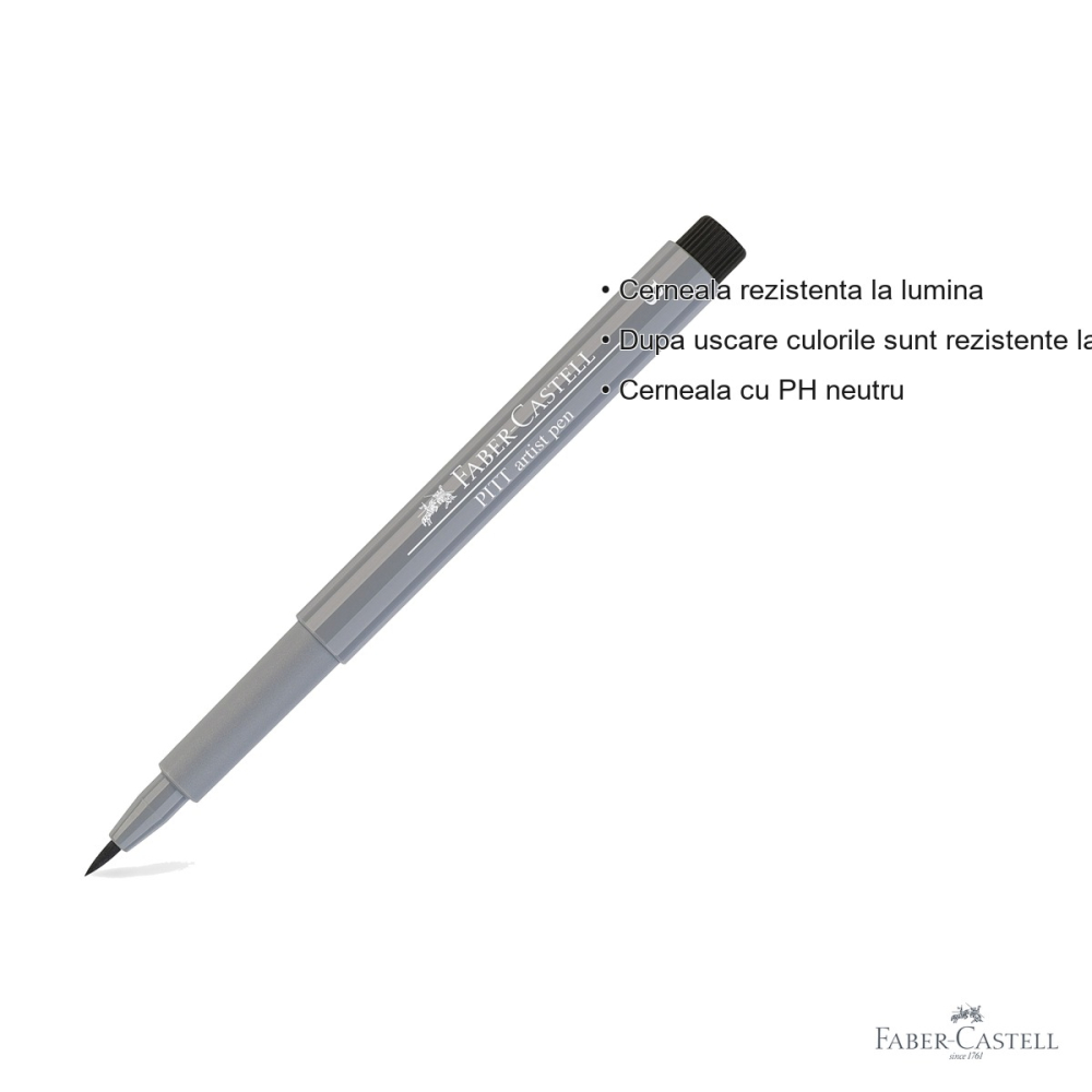 Marker tip pensula Faber-Castell Pitt Artist Pen, cerneala gri rece III, pentru artisti si designeri [3]