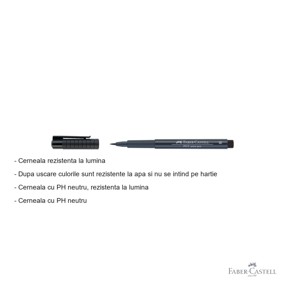 Marker tip pensula Faber-Castell Pitt Artist Pen, cerneala indigo inchis, rezistenta la apa, pentru artisti si designeri [2]