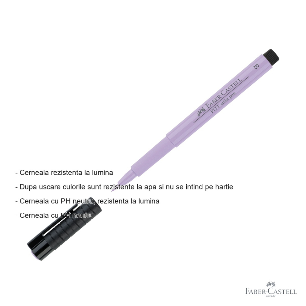 Marker tip pensula Faber-Castell Pitt Artist Pen, cerneala lila rezistenta la apa, pentru artisti si designeri [2]
