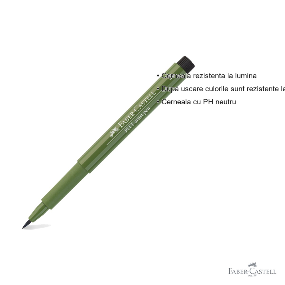 Marker tip pensula Faber-Castell Pitt Artist Pen, cerneala maro Van Dyck, rezistenta la apa, pentru artisti si designeri [3]