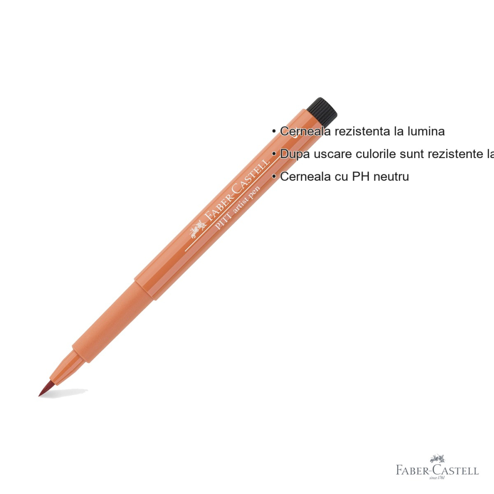 Marker tip pensula Faber-Castell Pitt Artist Pen, cerneala rezistenta la apa, culoare scortisoara, pentru artisti si designeri [3]