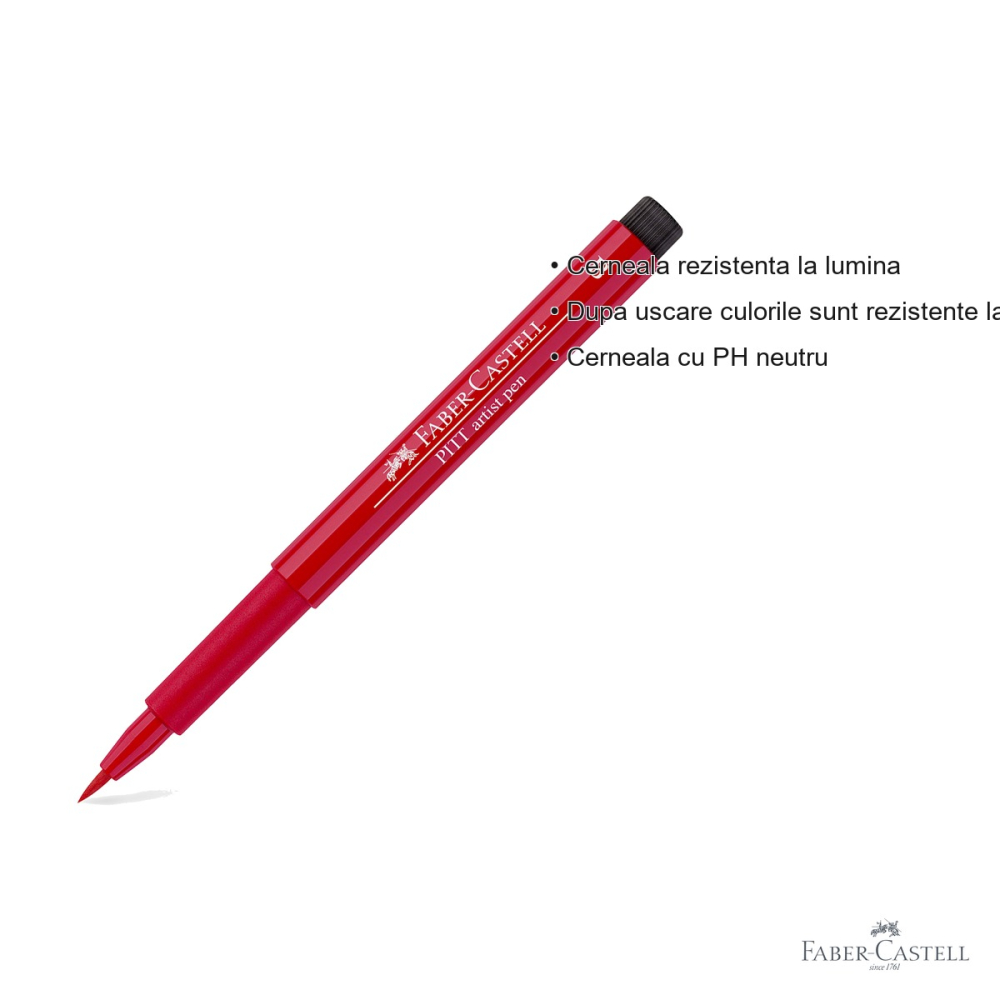 Marker tip pensula Faber-Castell Pitt Artist Pen, cerneala rosie deschis rezistenta la apa, pentru artisti si designeri [3]