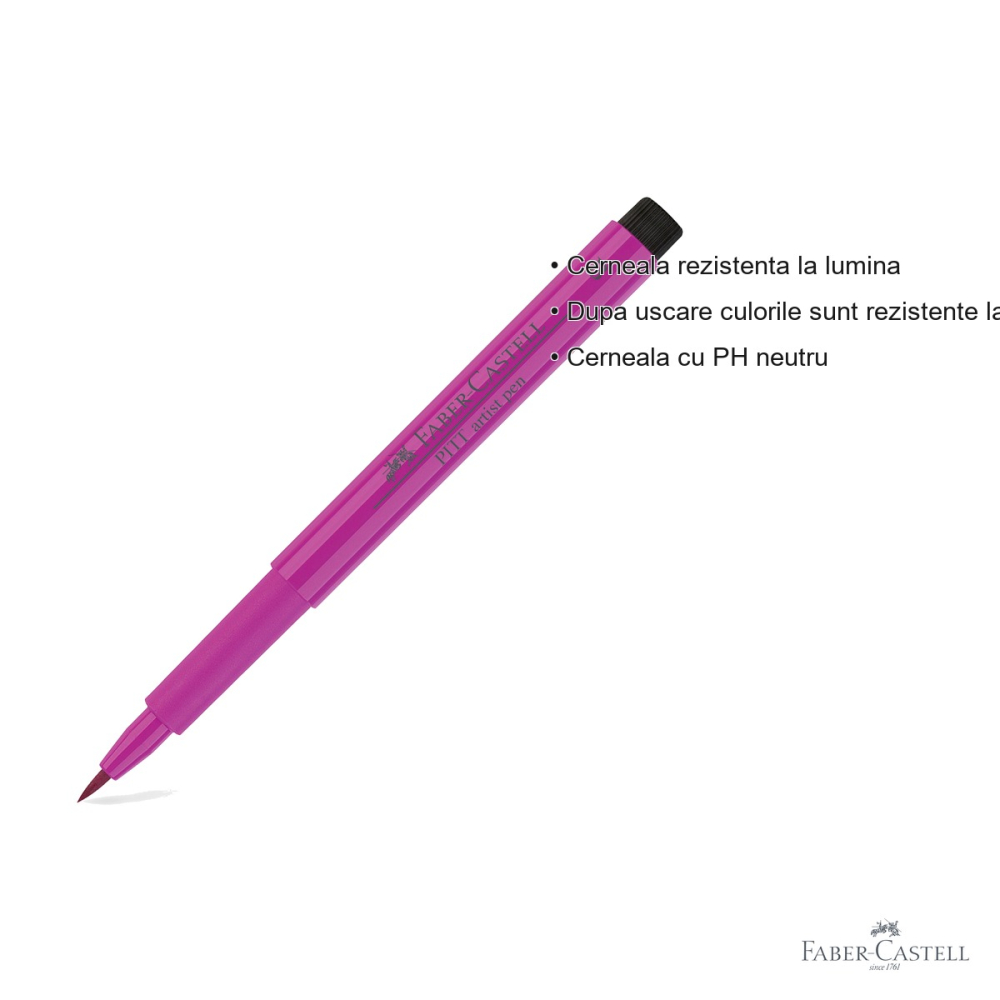 Marker tip pensula Faber-Castell Pitt Artist Pen, cerneala roz purpuriu mediu, pentru arta si schite [3]