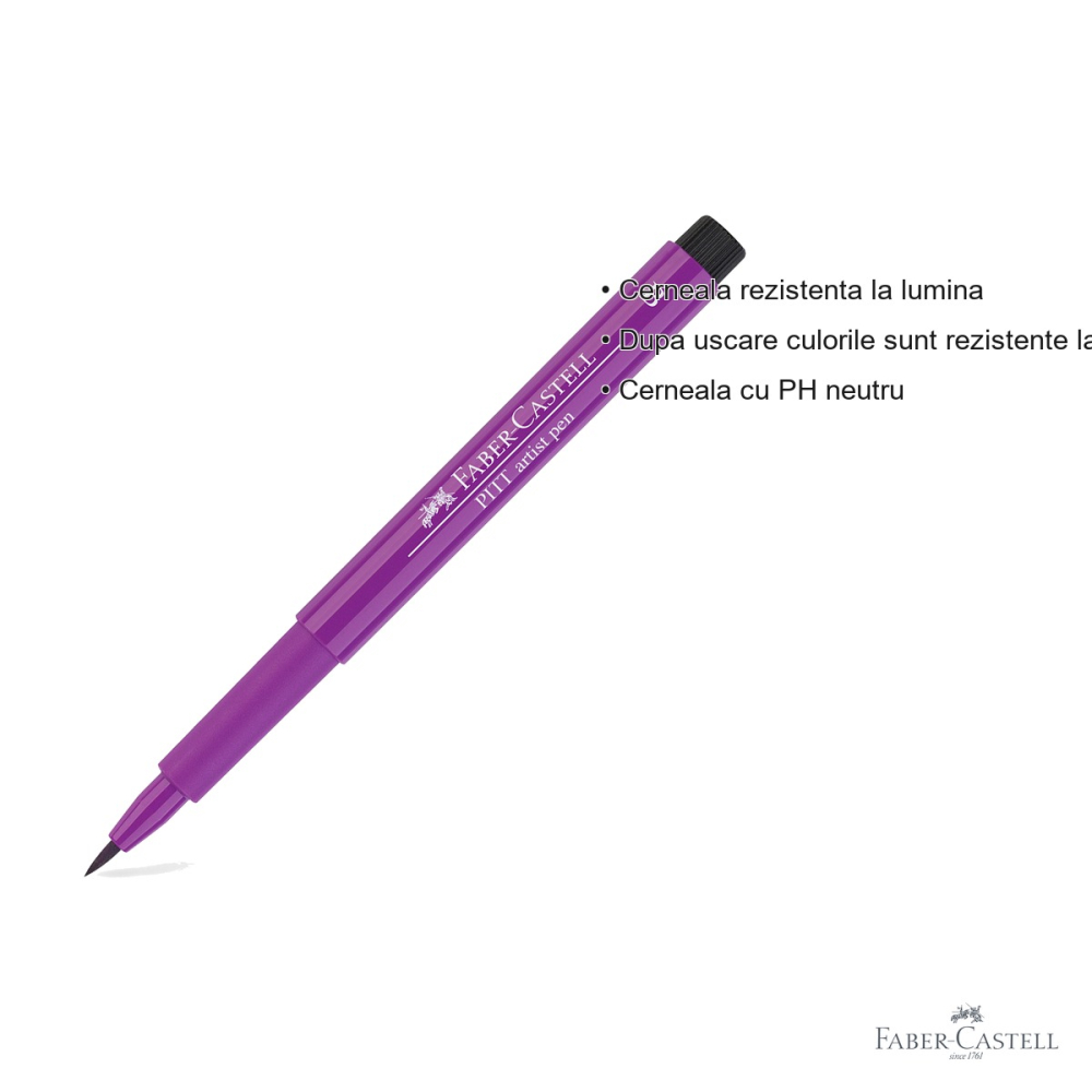 Marker tip pensula Faber-Castell Pitt Artist Pen, cerneala roz purpuriu rezistenta la apa, pentru artisti si designeri [3]