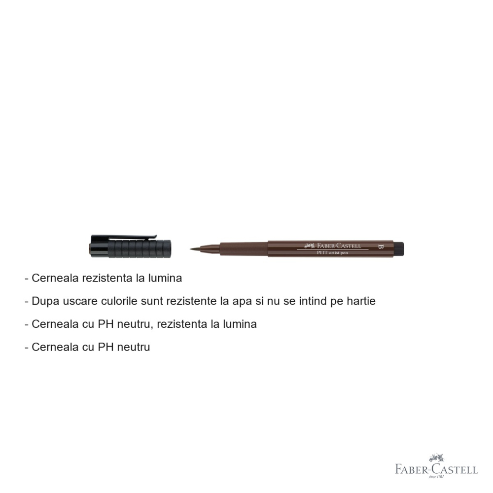 Marker tip pensula Faber-Castell Pitt Artist Pen, cerneala sepia rezistenta la apa, pentru artisti si designeri [2]