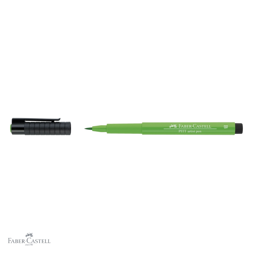 Marker tip pensula Faber-Castell Pitt Artist Pen, cerneala verde deschis rezistenta la apa, pentru artisti si designeri [4]