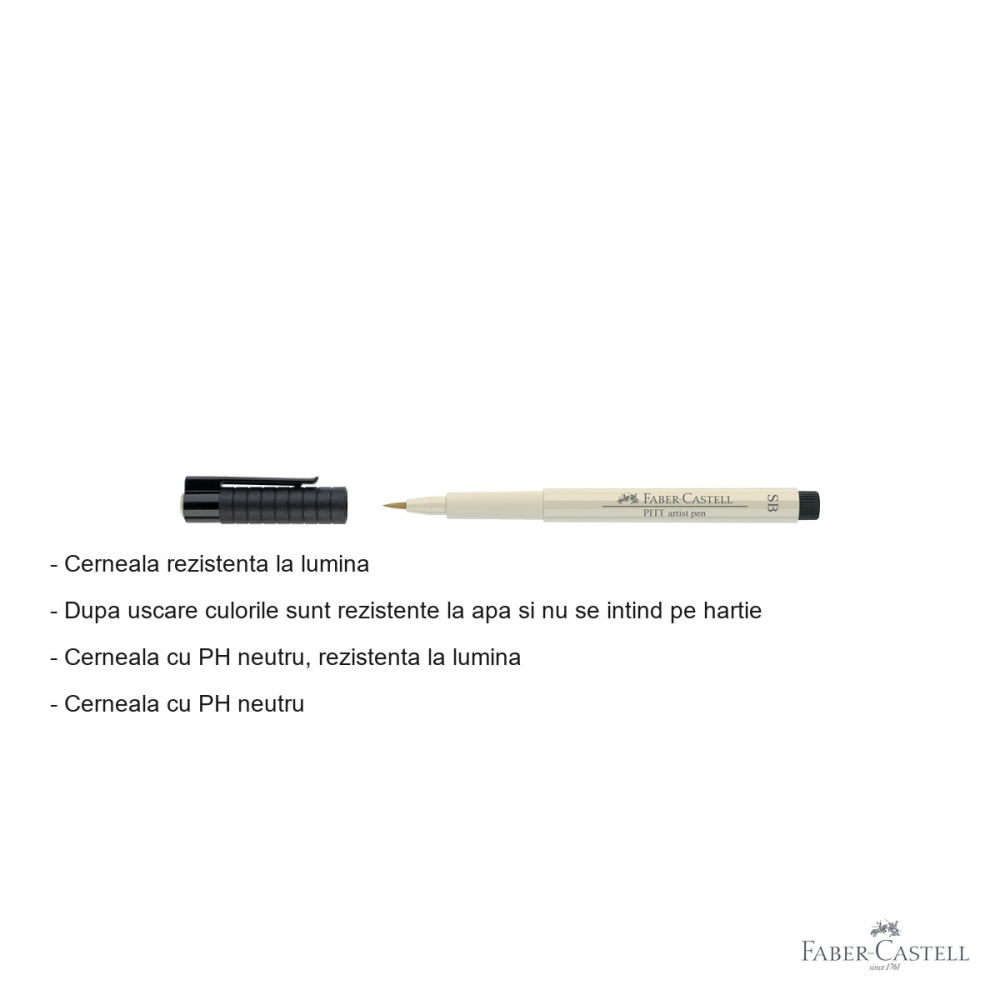 Marker tip pensula Faber-Castell Pitt Artist Pen Soft Brush, gri cald I, cerneala rezistenta la apa, pentru artisti si designeri [2]