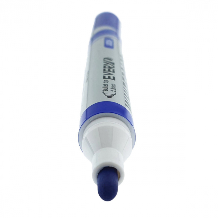 Marker whiteboard albastru, varf rotund 2.5 mm, scriere lina, model Everyday 016, lungime 144 mm, stergere uscata, pentru tabla de scris, melaminat, sticla si alte suprafete neporoase [5]