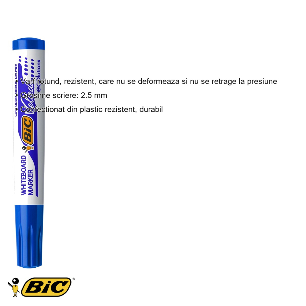 Marker whiteboard Bic Velleda 1701, varf rotund 2.5 mm, cerneala pe baza de alcool, albastru [3]