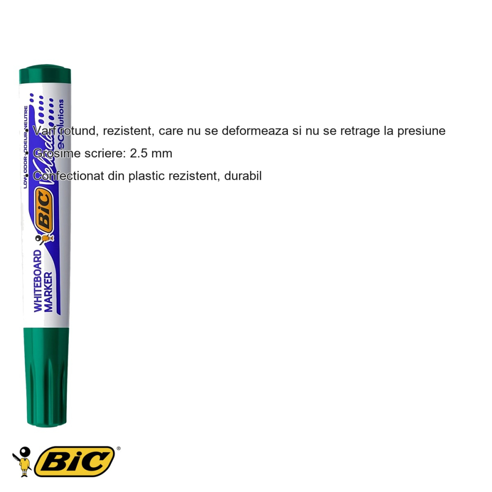 Marker whiteboard Bic Velleda 1701, varf rotund 2.5 mm, cerneala pe baza de alcool, culoare verde [3]