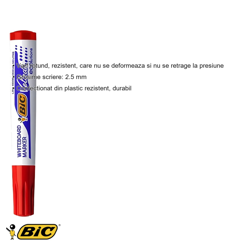 Marker whiteboard Bic Velleda 1701, varf rotund 2.5 mm, cerneala rosie pe baza de alcool, pentru tabla alba [3]