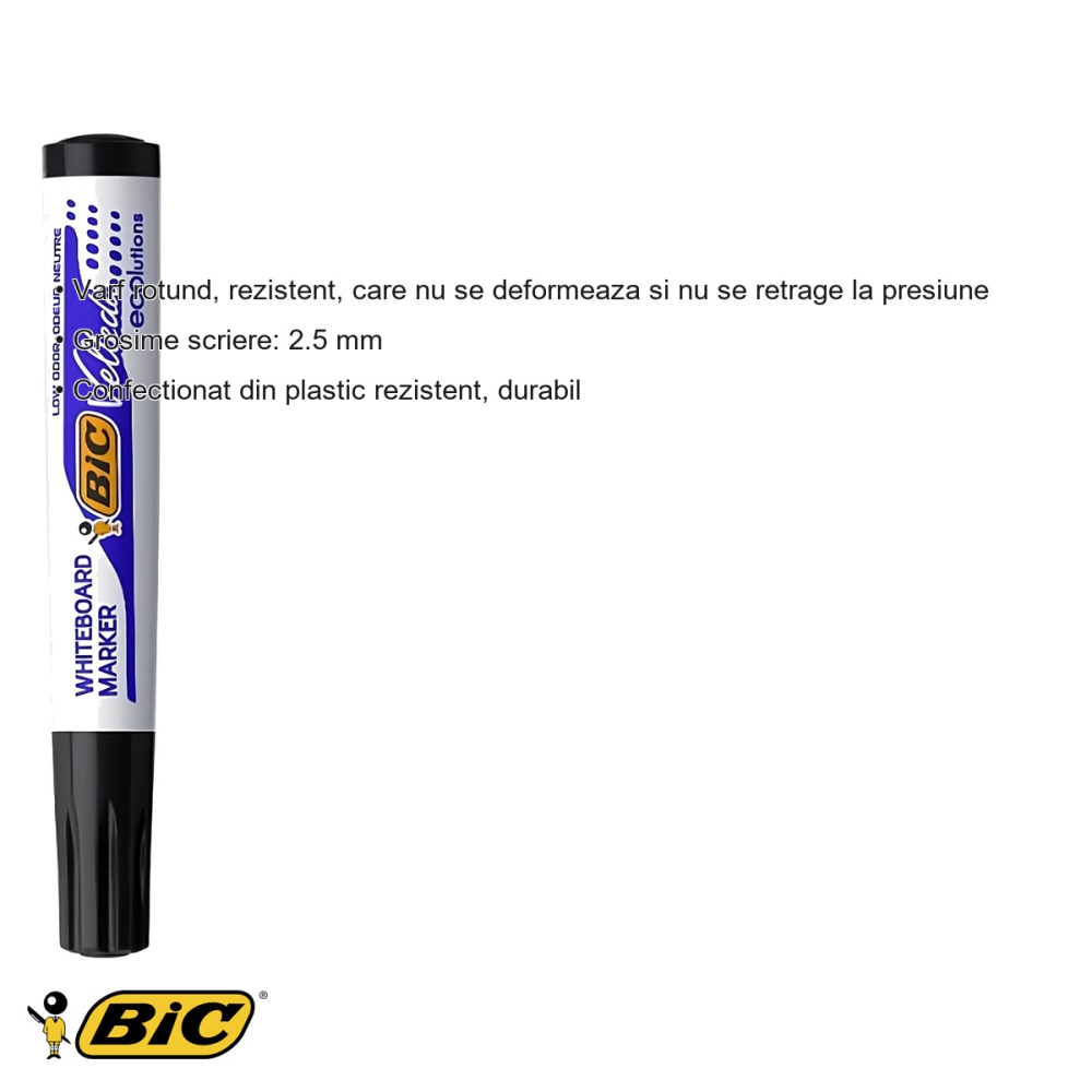 Marker whiteboard Bic Velleda 1701, varf rotund 2.5 mm, negru, cerneala pe baza de alcool, pentru table albe [3]