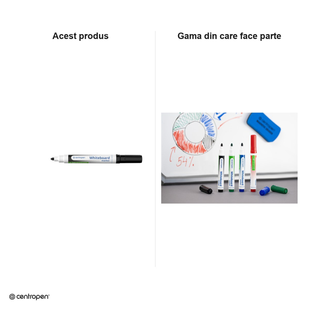 Marker whiteboard Centropen 8559, varf rotund 2.5 mm, cerneala neagra [6]