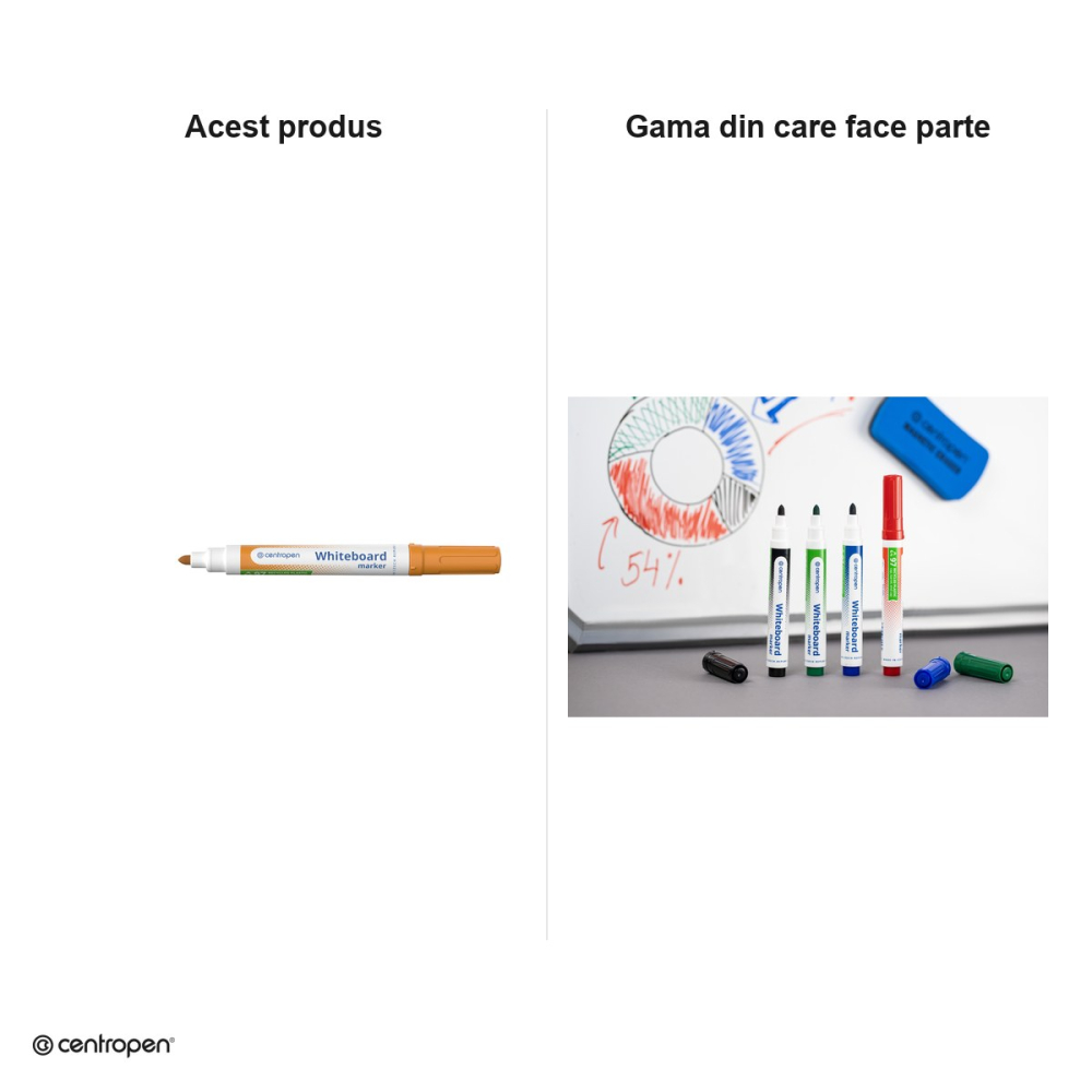 Marker whiteboard Centropen 8559, varf rotund 2.5 mm, cerneala portocalie [6]