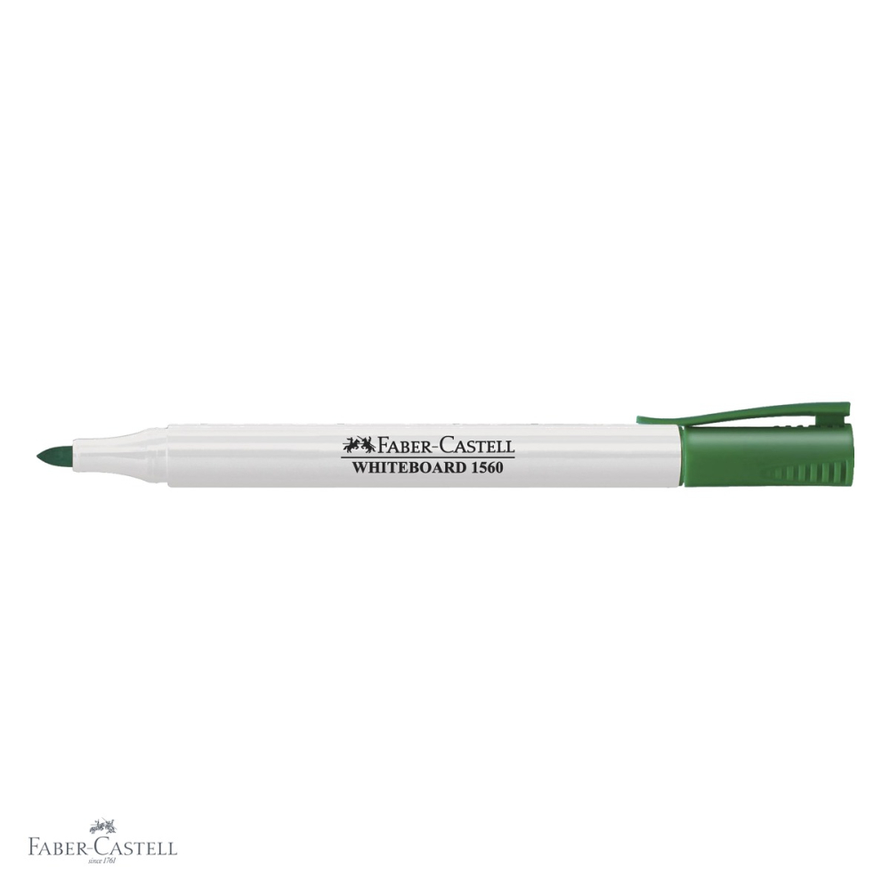 Marker whiteboard Faber-Castell Slim 1560, varf rotund, cerneala verde, corp subtire pentru birou [4]