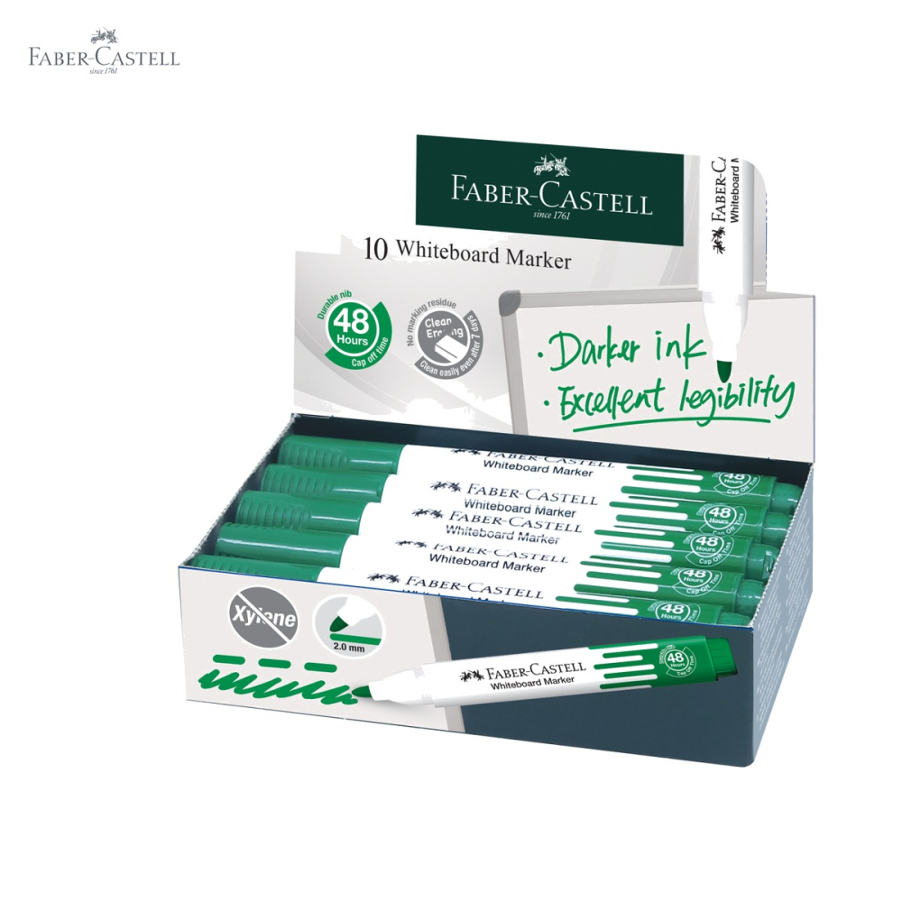 Marker whiteboard Faber-Castell W20, varf 2,25 mm, cerneala pe baza de alcool, culoare verde [5]