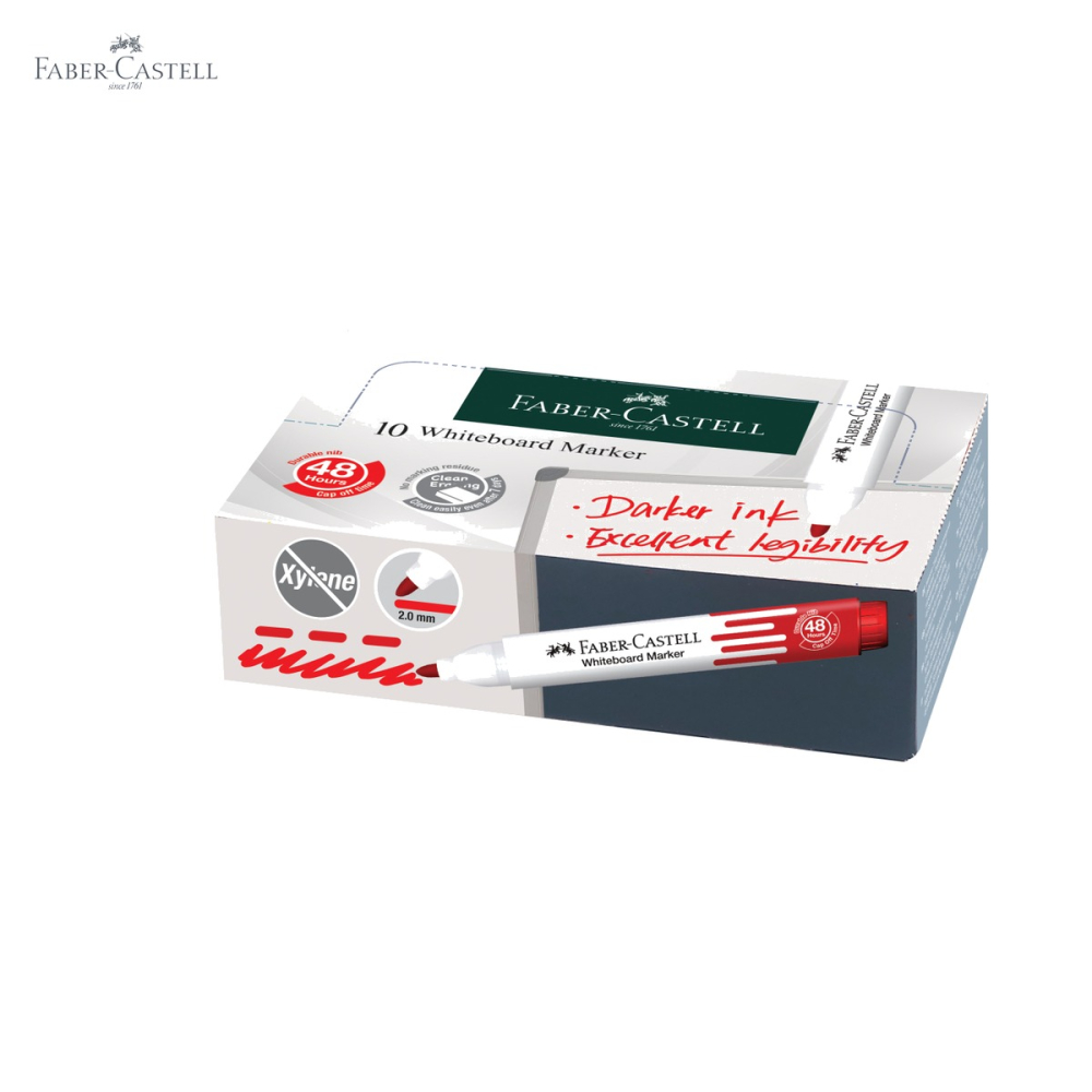 Marker whiteboard Faber-Castell W20, varf 2,25 mm, cerneala pe baza de alcool, rosu [5]